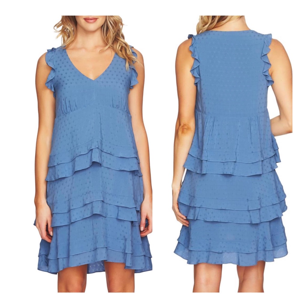 Anthropologie Cece Ruffles Blue Midi Dress Size Medium Nwt